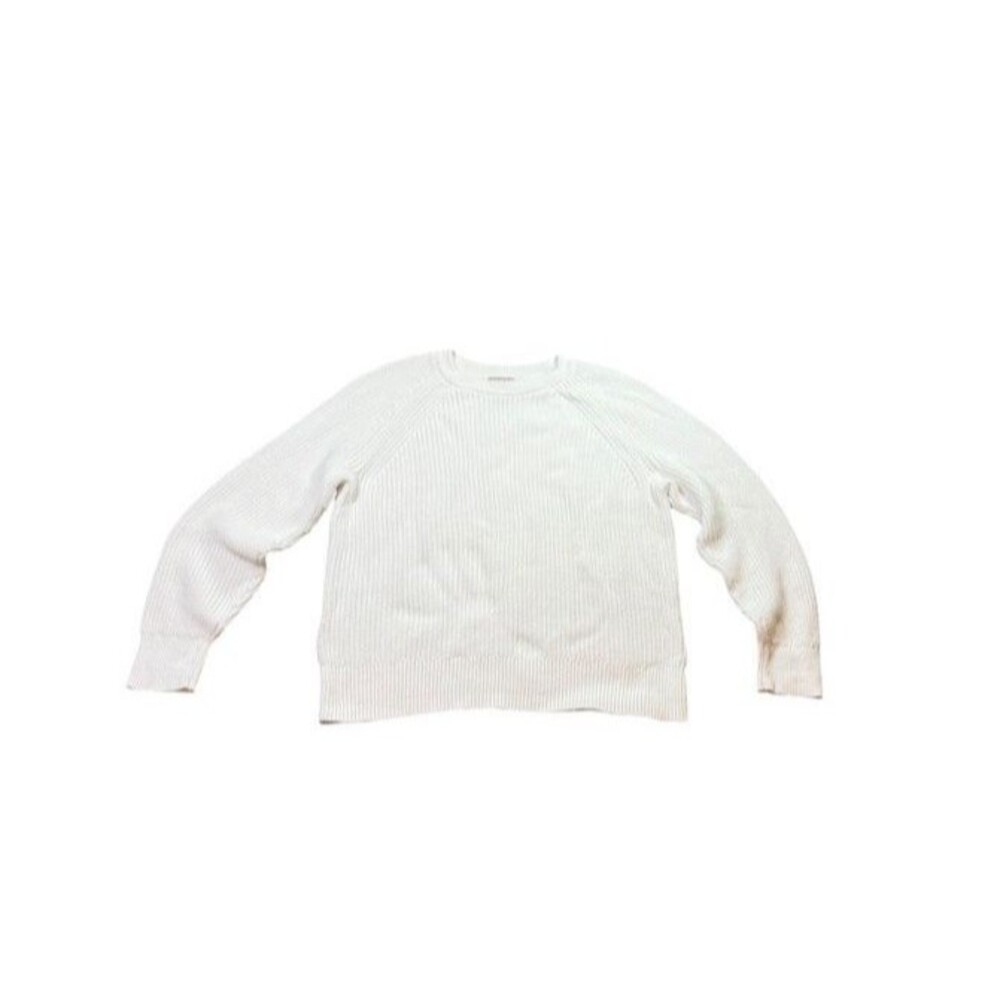 J Crew Sweater Womens Size Large Shaker Stitch 100% Cotton Crewneck Raglan BN190